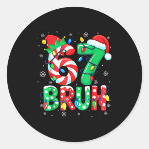 67 Six Seven Bruh Grappig Kerst 6 7 Meme Mannen Vr Ronde Sticker