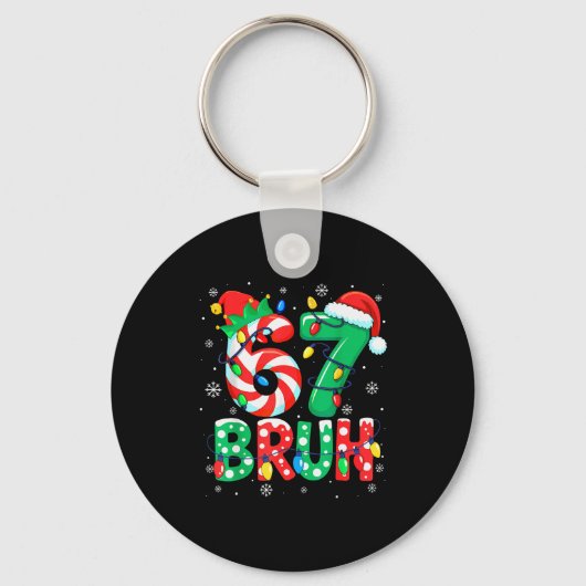 67 Six Seven Bruh Grappig Kerst 6 7 Meme Mannen Vr Sleutelhanger (Voorkant)