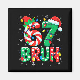 67 Six Seven Bruh Grappig Kerstmis 6 7 Meme Mannen Magneet