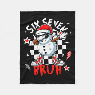 67 Six Seven Bruh Grappige Sneeuwman Kerstmis 6 7 Fleece Deken