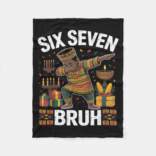 67 Six Seven Bruh Kwanzaa Dabbing 6 7 Meme Grappig Fleece Deken (Voorkant)