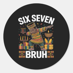67 Six Seven Bruh Kwanzaa Dabbing 6 7 Meme Grappig Ronde Sticker