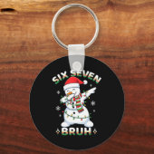 67 Six Seven Bruh Meme Funny Dabbing Snowman Chris Sleutelhanger (Voorkant)