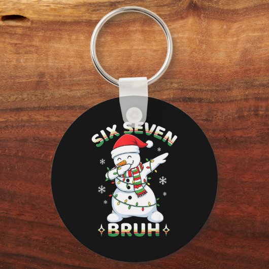 67 Six Seven Bruh Meme Funny Dabbing Snowman Chris Sleutelhanger (Voorkant)