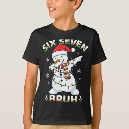 67 Six Seven Bruh Meme Funny Dabbing Snowman Chris T-shirt (Voorkant)