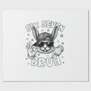 67 Six Seven Bruh Schattig Konijn Gezicht met Zonn Cadeaupapier