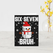 67 Six Seven Bruh Snowman Building Blocks Christma Kaart (Gele Bloem)