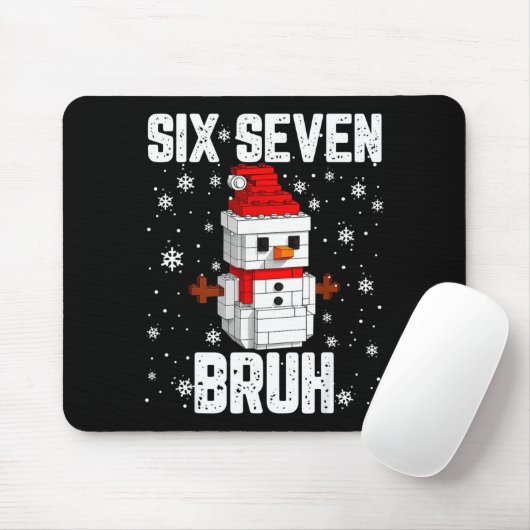 67 Six Seven Bruh Snowman Building Blocks Christma Muismat (Met muis)