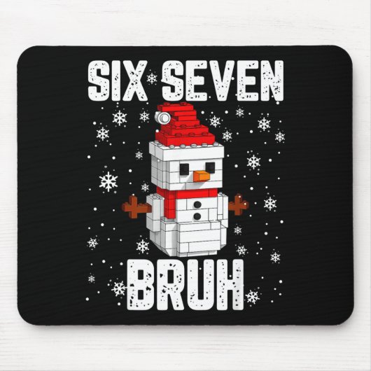 67 Six Seven Bruh Snowman Building Blocks Christma Muismat (Voorkant)
