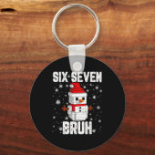 67 Six Seven Bruh Snowman Building Blocks Christma Sleutelhanger (Voorkant)