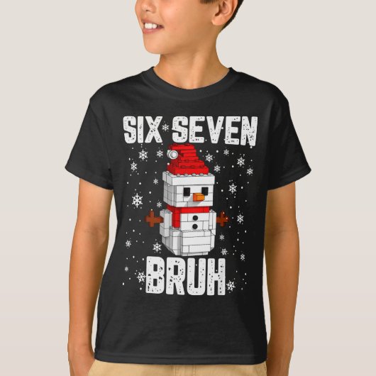 67 Six Seven Bruh Snowman Building Blocks Christma T-shirt (Voorkant)