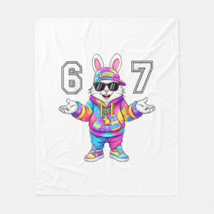 67 Six Seven Bunny Tie Dye Pasen Dag 67 Meme Manne Fleece Deken