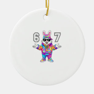 67 Six Seven Bunny Tie Dye Pasen Dag 67 Meme Manne Keramisch Ornament