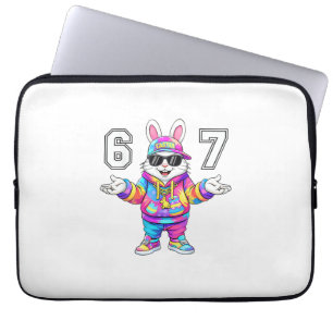 67 Six Seven Bunny Tie Dye Pasen Dag 67 Meme Manne Laptop Sleeve