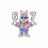 67 Six Seven Bunny Tie Dye Pasen Dag 67 Meme Manne Sticker (Voorkant)