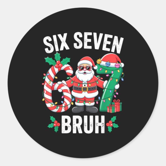 67 Six Seven Burh Christmas 6 7 Meme Pajamas Gen A Ronde Sticker (Voorkant)