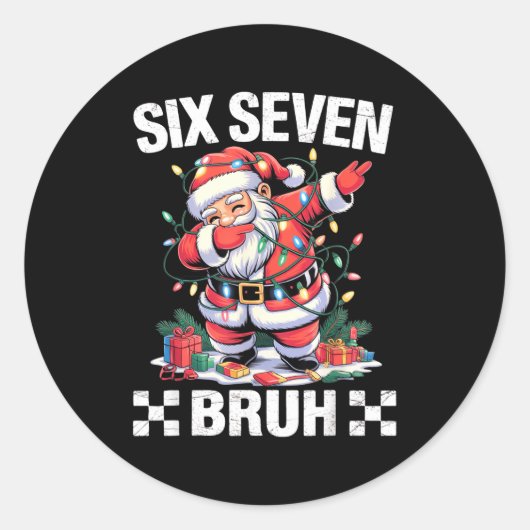 67 Six Seven Burh Funny Christmas 6 7 Meme Men Wom Ronde Sticker (Voorkant)