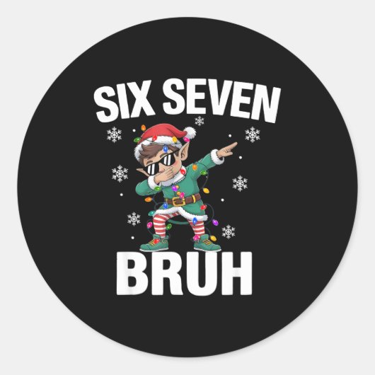 67 Six Seven Burh Funny Christmas 6 7 Meme Men Wom Ronde Sticker (Voorkant)