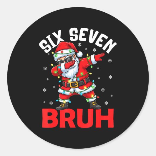 67 Six Seven Burh Funny Christmas 6 7 Meme Men Wom Ronde Sticker (Voorkant)