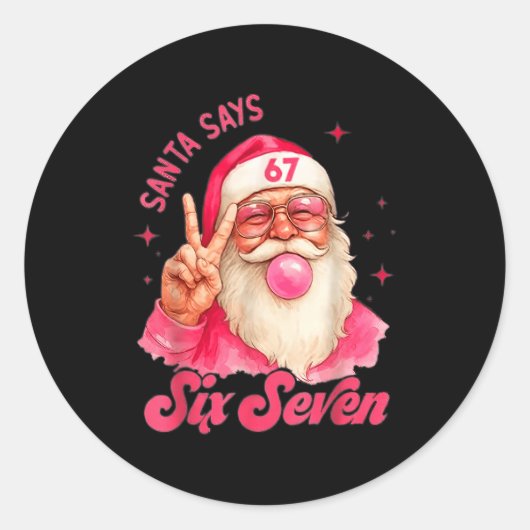 67 Six Seven Burh Grappig Kerst 6 7 Meme Mannen Vr Ronde Sticker (Voorkant)