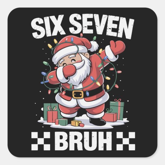 67 Six Seven Burh Grappige Kerstmis 6 7 Meme Vierkante Sticker (Voorkant)