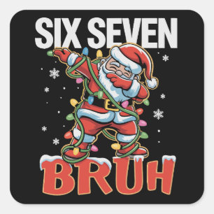 67 Six Seven Burh Kerstman Dab Kerstmis 6 7 Meme Vierkante Sticker