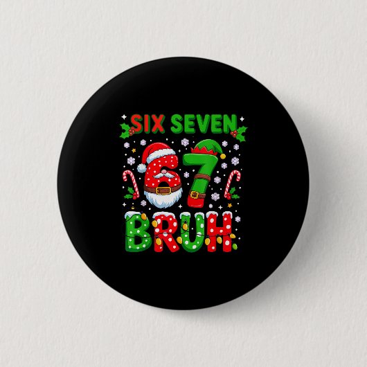 67 Six Seven Burh Kerstmis 6 7 Meme Ronde Button 5,7 Cm (Voorkant)