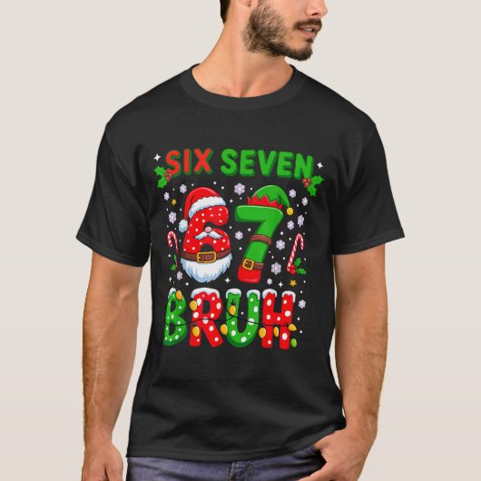 67 Six Seven Burh Kerstmis 6 7 Meme T-shirt (Voorkant)