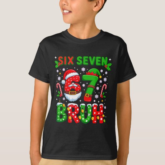 67 Six Seven Burh Kerstmis 6 7 Meme T-shirt (Voorkant)