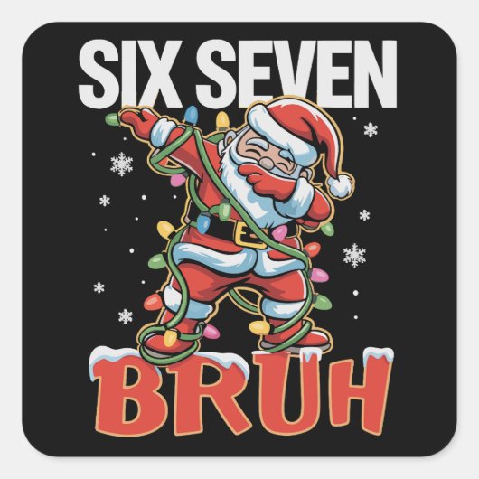 67 Six Seven Burh Santa Dab Christmas 6 7 Meme Vierkante Sticker (Voorkant)