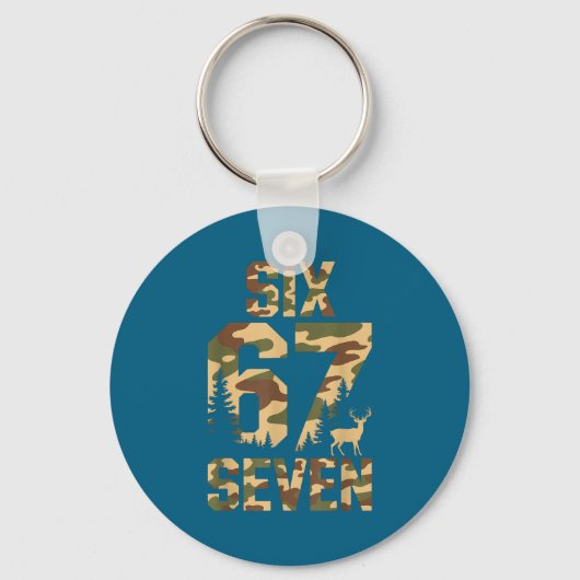 67 Six Seven Camo Hertenbok Meme Grappig Jagen Bui Sleutelhanger (Voorkant)