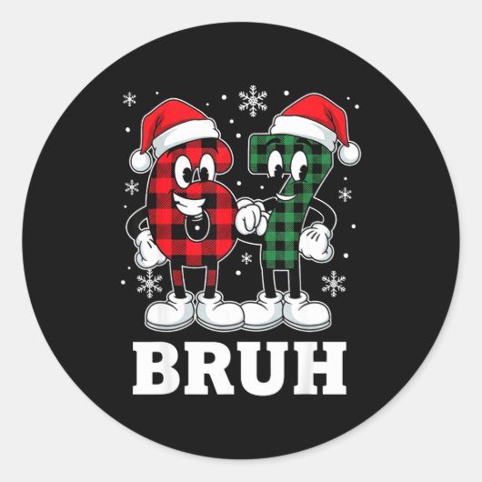 67 Six Seven Christmas Bruh Funny Italian Brainrot Ronde Sticker (Voorkant)