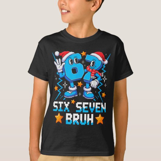 67 Six Seven Christmas Bruh Funny Italian Brainrot T-shirt (Voorkant)