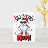 67 Six Seven Christmas Bruh Snowman Funny Kids Boy Kaart (Gele Bloem)
