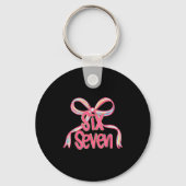 67 Six Seven Coquette Nk Bow Funny 6 7 Meme Girls Sleutelhanger (Voorkant)