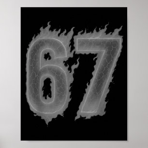 67 Six Seven Donkere Vlammen Kleurrijk Cool Grappi Poster