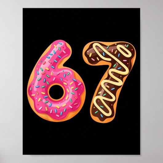67 Six Seven Donut Meme Funny Sweet Sprinkles  Poster (Voorkant)