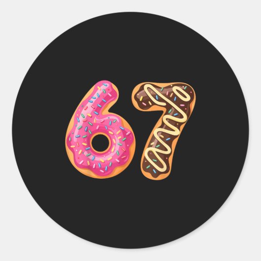 67 Six Seven Donut Meme Funny Sweet Sprinkles  Ronde Sticker (Voorkant)