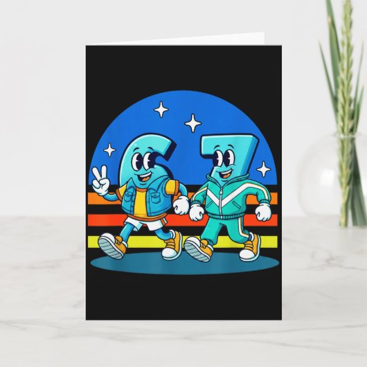 67 Six Seven Fun Meme Funny Design Kids School Kaart (Voorkant)