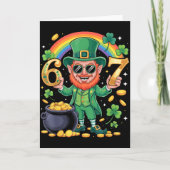67 Six Seven Funny 6 7 Meme St Patricks Day Leprec Kaart (Voorkant)