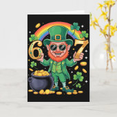 67 Six Seven Funny 6 7 Meme St Patricks Day Leprec Kaart (Gele Bloem)