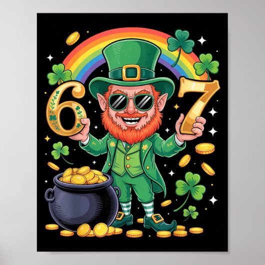 67 Six Seven Funny 6 7 Meme St Patricks Day Leprec Poster (Voorkant)