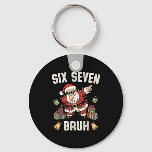 67 Six Seven Funny Christmas 6 7 Meme Santa Dabbin Sleutelhanger (Voorkant)