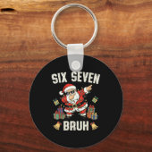 67 Six Seven Funny Christmas 6 7 Meme Santa Dabbin Sleutelhanger (Voorkant)