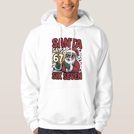 67 Six Seven Funny Christmas Santa Meme Hoodie (Voorkant)