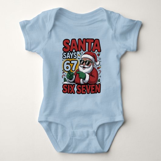 67 Six Seven Funny Christmas Santa Meme Romper (Voorkant)