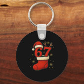 67 Six Seven Funny Gen Alpha Meme Christmas 2025  Sleutelhanger (Voorkant)