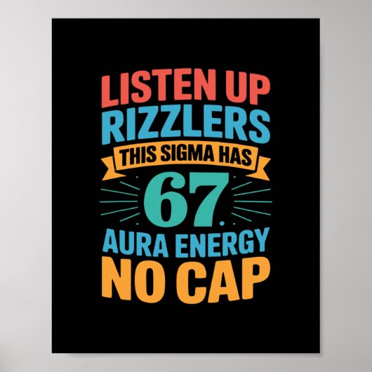 67 Six Seven Get Sendy Meme Design Funny 6 7 Sigma Poster (Voorkant)