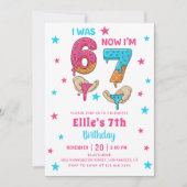 67 Six Seven Girl Birthday Invitation Kaart (Voorkant)