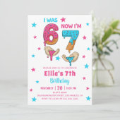67 Six Seven Girl Birthday Invitation Kaart (Staand voorkant)